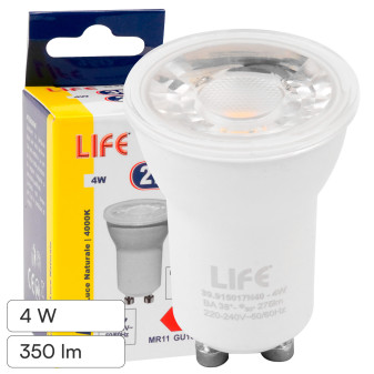 Life Lampadina LED GU10 4W Faretto MR11 COB - mod. 39.915017N40