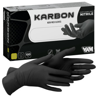 New Med Gloves Karbon Guanti Monouso Neri in Nitrile Senza Talco - Confezione...