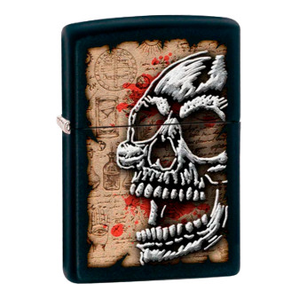 Zippo Accendino a Benzina Ricaricabile ed Antivento con Fantasia Skull Design...