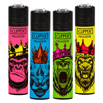 Clipper Large Accendino a Pietrina Grande Ricaricabile con Fantasia King...