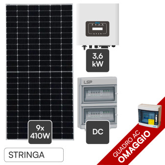 Kit On-Grid 9 Pannelli Solari V-Tac 410W + Inverter Monofase 3,6kW CEI 0-21 +...