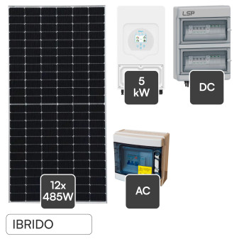 Kit 12 Pannelli Solari V-Tac Jinko 485W + Inverter Monofase Deye 5kW CEI 0-21...