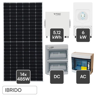 Kit 14 Pannelli Solari V-Tac 485W TOPCon + Inverter Monofase 6kW CEI 0-21 +...