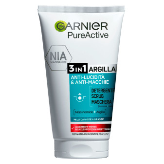 Garnier SkinActive Pure Active Detergente Viso 3in1 Argilla Anti-Lucidità...