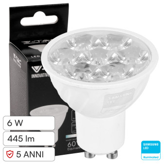 V-Tac VT-249 Lampadina LED PAR16 GU10 6W Faretto Spotlight SMD Chip Samsung -...