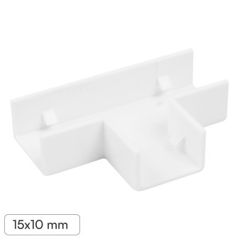 Elmark Angolo a T per 3 Canaline Passacavi 15x10mm in Plastica Bianca - mod....