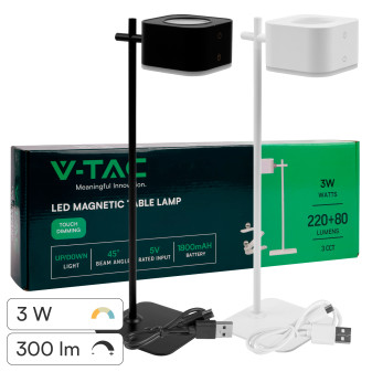 V-Tac VT-10115 Lampada LED Doppia Sorgente Magnetica 2,5W + 0,5W Touch...