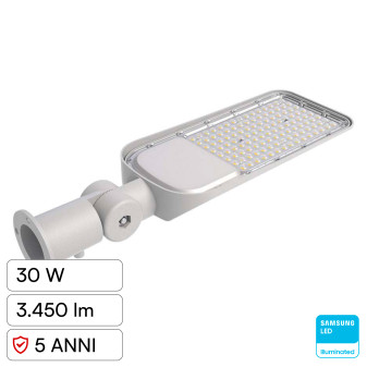 V-Tac VT-39ST Lampada Stradale LED 30W Samsung SMD Lampione IP65 Colore...