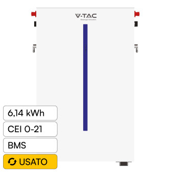 V-Tac Batteria BMS LiFePO4 51,2V 6,14kWh IP65 per Inverter Impianto...