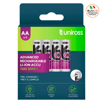 Uniross 1500 Series Batterie Ricaricabili Stilo AA / HR6 (14500) 1,5V Ioni di...