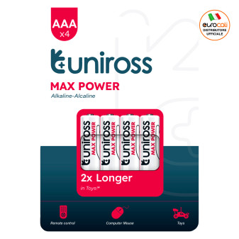 Uniross Max Power Pile Alcaline Mini Stilo AAA LR03 Micro 1,5V per Sveglie...