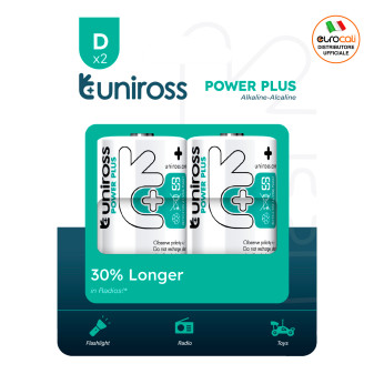 Uniross Power Plus Pile Alcaline Torcia D LR20 1,5V per Torce Radio...