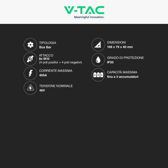 V-Tac VT-AOA1533-400ABR Bus Bar Scatola di Giunzione Batterie