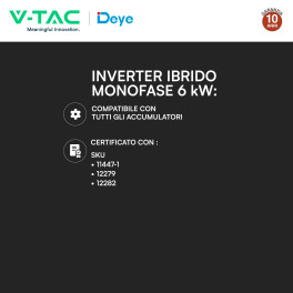 V-Tac Inverter Monofase Ibrido On-Grid / Off-Grid 6kW IP65 CEI 0-21