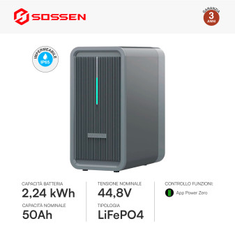 Sossen Batteria BMS LiFePO4 44,8V 50Ah 2,24kWh IP65 Balcone CEI 0-21