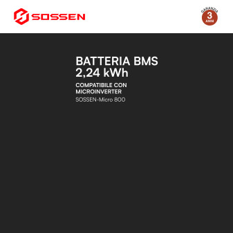Sossen Batteria BMS LiFePO4 44,8V 50Ah 2,24kWh IP65 Balcone CEI 0-21