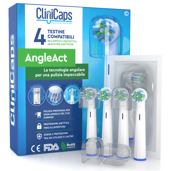 CliniCaps AngleAct Testine Spazzolino Elettrico Setole Angolate CliniCaps AngleAct Testine Spazzolino Elettrico Setole Angolate