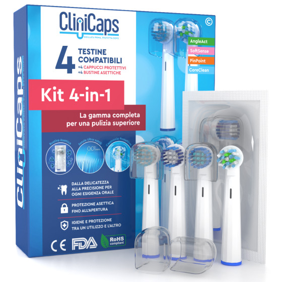 CliniCaps Kit 4-in-1 Testine Spazzolino Elettrico Oral-B CliniCaps Kit 4-in-1 Testine Spazzolino Elettrico Oral-B