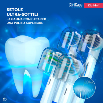 CliniCaps Kit 4-in-1 Testine Spazzolino Elettrico Oral-B