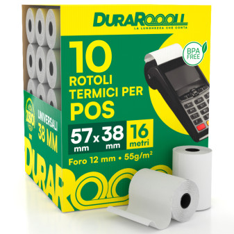 DuraRoooll Rotoli Carta Termica POS 16m Ø38x57mm