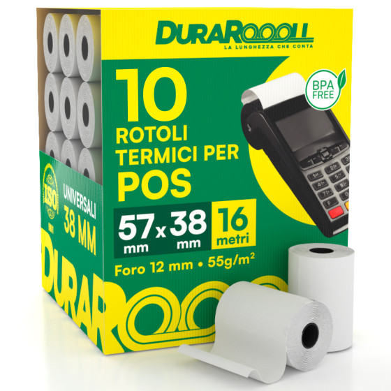 DuraRoooll Rotoli Carta Termica POS 16m Ø38x57mm DuraRoooll Rotoli Carta Termica POS 16m Ø38x57mm