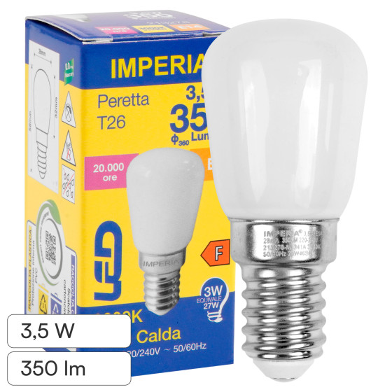 Imperia Lampadina LED E14 3,5W Tubolare T26 SMD Imperia Lampadina LED E14 3,5W Tubolare T26 SMD
