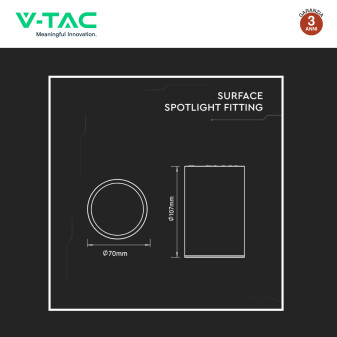 V-Tac VT-802-W Portafaretto Rotondo a Plafone con Portalampada