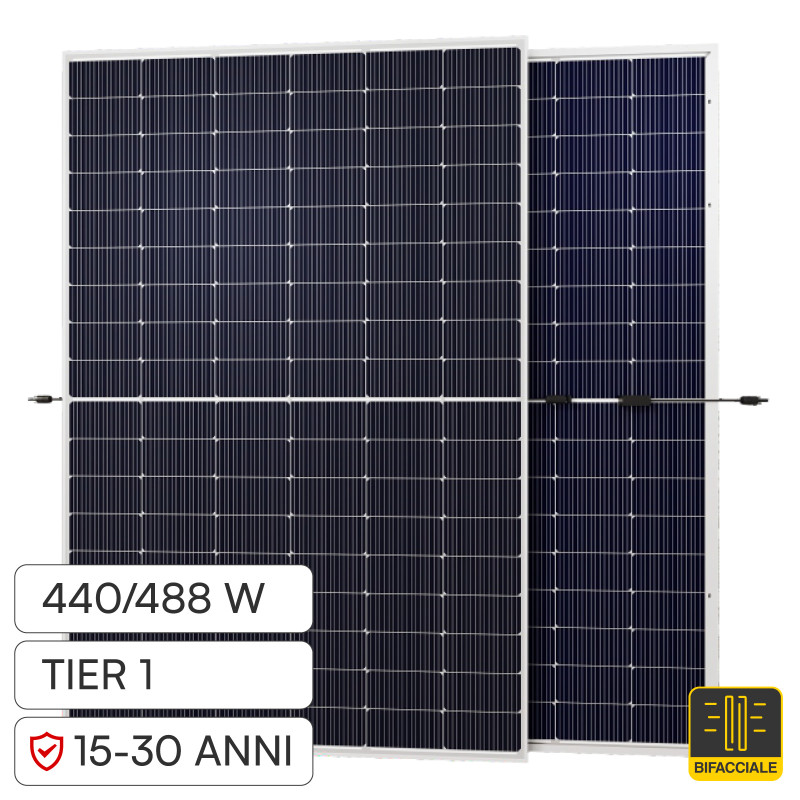 Pannelli Fotovoltaici 440W STC 488W BNPI TOPCon IP68 V-Tac Austa Osda Pannelli Fotovoltaici 440W STC 488W BNPI TOPCon IP68 V-Tac Austa Osda