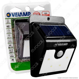 Velamp Dory SL210 Lampada LED da Muro 0,8W con Pannello Solare e