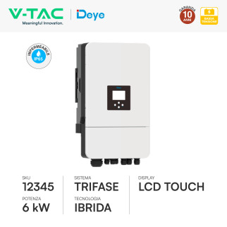 V-Tac Deye Inverter Trifase On-Grid / Off-Grid 6kW IP65