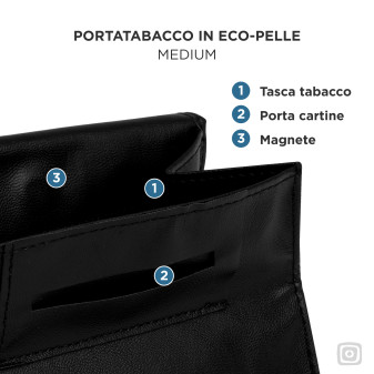 Astuccio Medium Porta Tabacco Cartine Filtri in Ecopelle Egoist