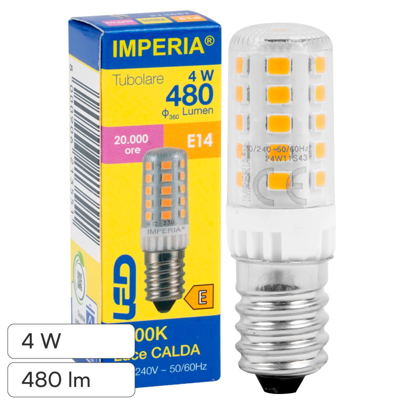 Imperia Lampadina LED E14 4W Tubolare T16 SMD Trasparente Imperia Lampadina LED E14 4W Tubolare T16 SMD Trasparente