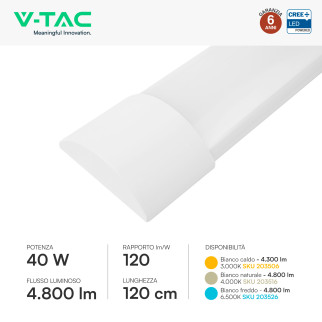 Tubo LED Prismatico 40W 120cm SMD Chip CREE V-Tac