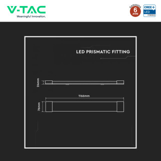 Tubo LED Prismatico 40W 120cm SMD Chip CREE V-Tac