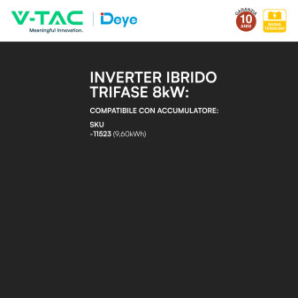 V-Tac Deye Inverter Trifase On-Grid / Off-Grid 8kW IP65