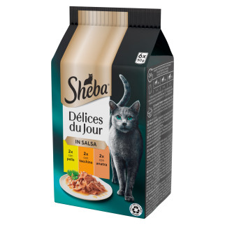 Sheba Délices Du Jour in Salsa Pollo Tacchino Anatra per Gatti 6x