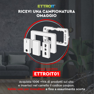 Campionatura Omaggio Ettroit - Supporto + Placca + Bipasso + Falso polo + Interruttore