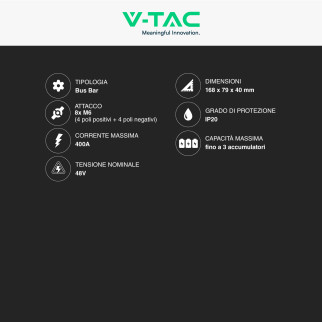 V-Tac VT-AOA1533-400ABR Bus Bar Scatola di Giunzione Batterie V-Tac VT-AOA1533-400ABR Bus Bar Scatola di Giunzione Batterie