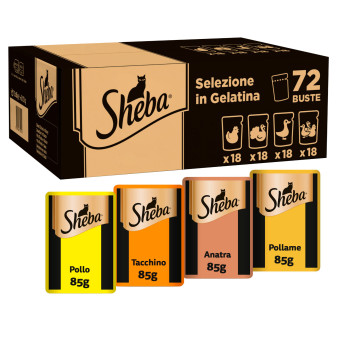 Cibo per gatti con Pollo Tacchino Pollame Anatra Sheba in Gelatina