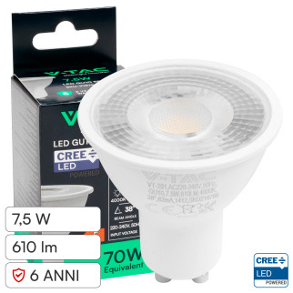 Faretto LED GU10 7,5W PAR16 SMD Chip CREE V-Tac