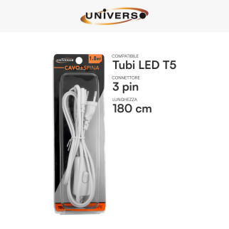Cavo di Alimentazione con Interruttore 1,8 metri per Tubi T5 Universo
