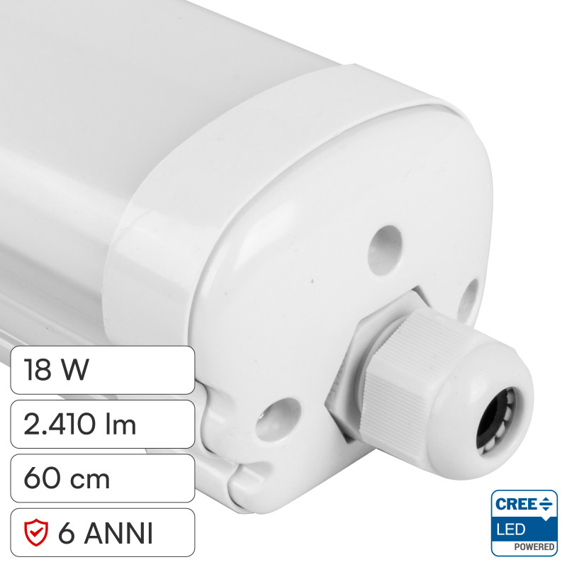 Plafoniera Tubo LED Linkabile 18W 60cm SMD CREE IP65