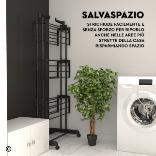 VertiSlim Dry Stendibiancheria Verticale 4 Livelli Salvaspazio Nero
