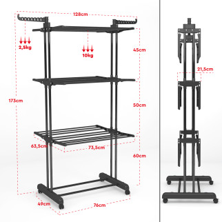 VertiSlim Dry Stendibiancheria Verticale 4 Livelli Salvaspazio Nero
