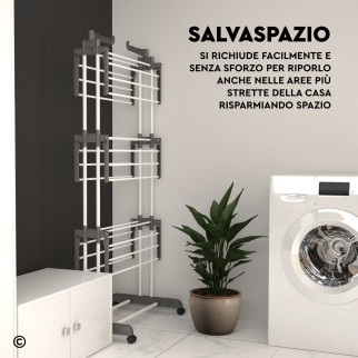 VertiSlim Dry Stendibiancheria Verticale 4 Livelli Salvaspazio Grigio