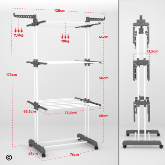VertiSlim Dry Stendibiancheria Verticale 4 Livelli Salvaspazio Grigio
