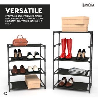 VertiCase Scarpiera Slim Salvaspazio 10 Ripiani Impermeabile Grigia