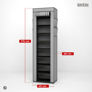 VertiCase Scarpiera Slim Salvaspazio 10 Ripiani Impermeabile Grigia