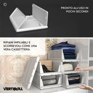 VertiRoll 4 Cassetti Impilabili Scorrevoli Salvaspazio Bianco