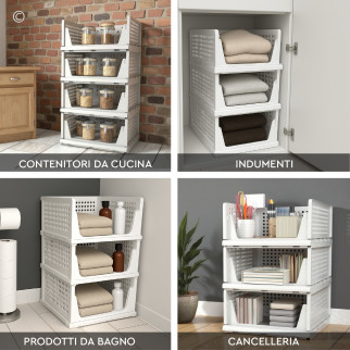 VertiRoll 4 Cassetti Impilabili Scorrevoli Salvaspazio Bianco